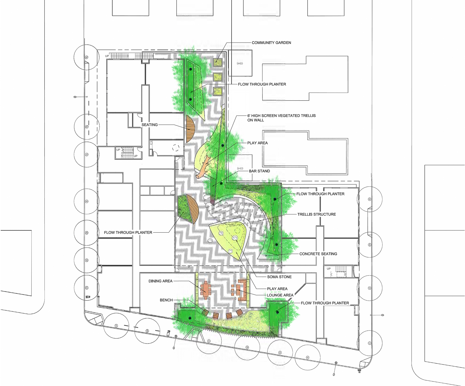 3050 International Boulevard second-level landscaping, image by Cliff Lowe Associates